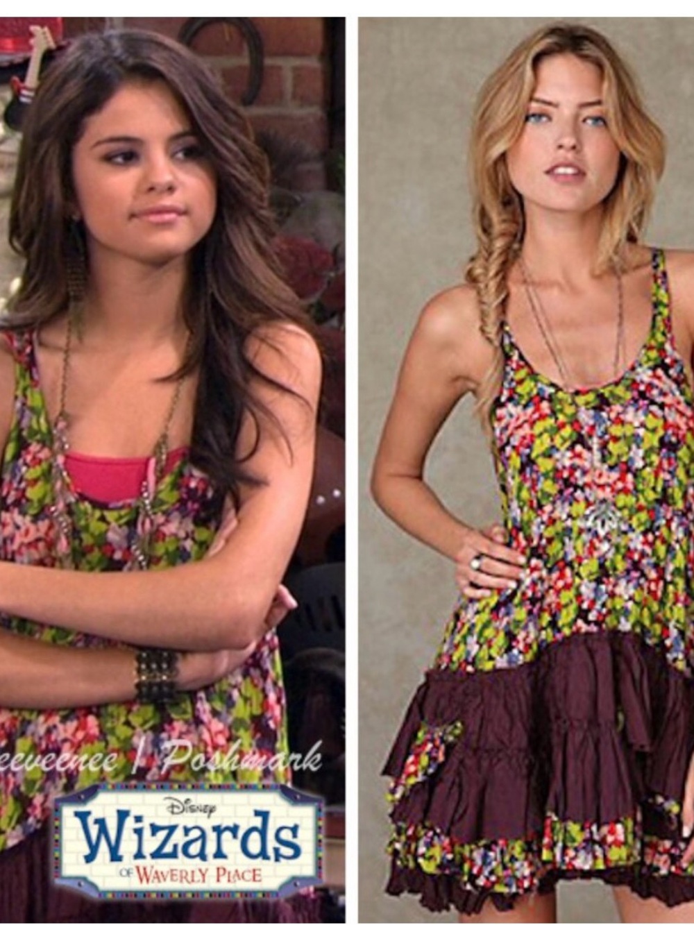 Free People Floral Print Sleeveless Ruffle Dress Selena Gomez ASO Alex Russo, XS